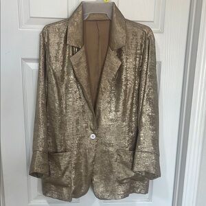 SHEIN Gold Blazer with Shimmering Metallic Finish